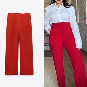 Zara New Bloggers Fav Red Low‎ Rise Formal Pants Limited Studio Edition Size M